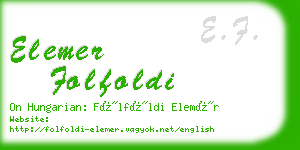 elemer folfoldi business card